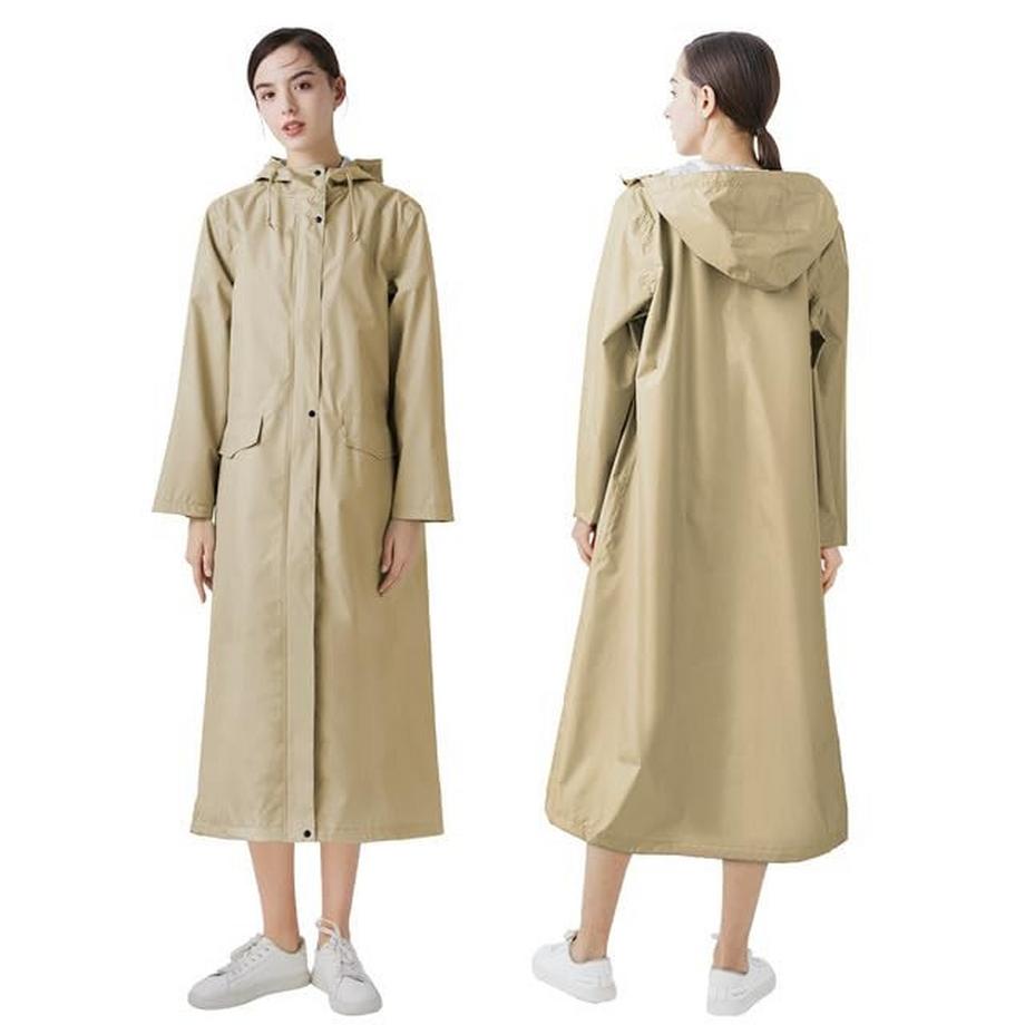 Manteau imperméable long imperméable, veste de pluie unisexe, poncho de pluie avec poche à rabat