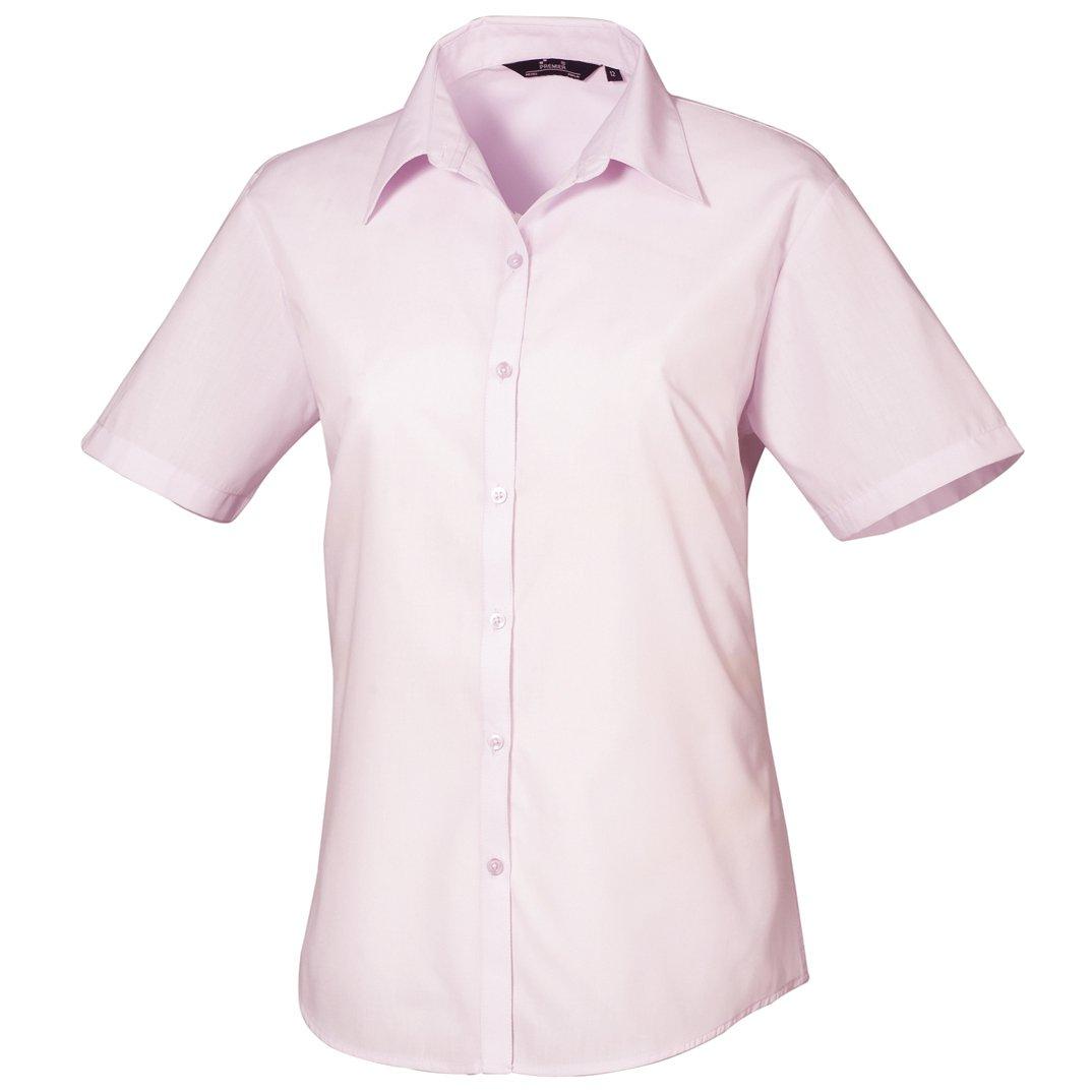 Image of Kurzarm Popeline Bluse Arbeitshemd Damen Pink 52
