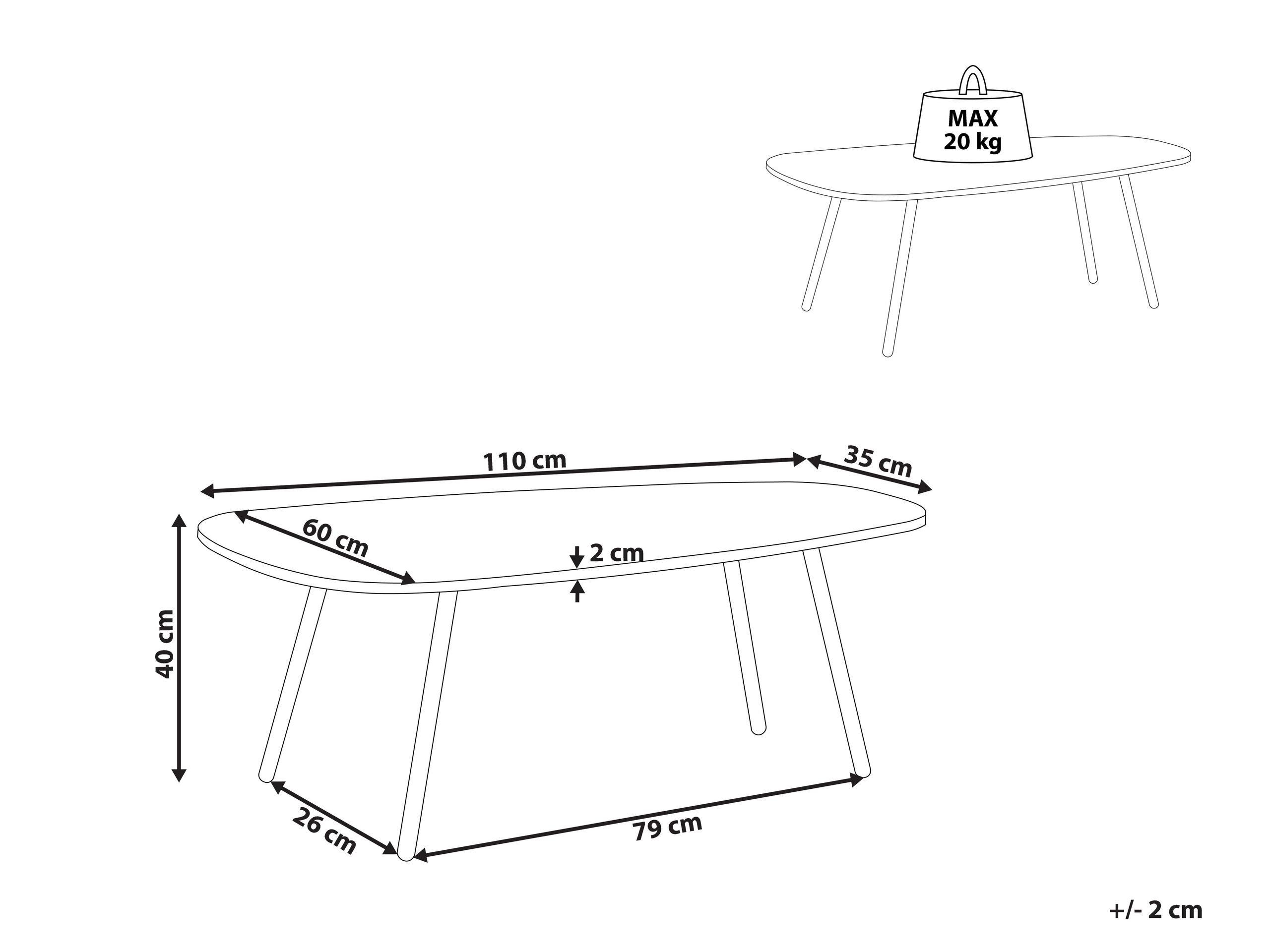 Beliani Couchtisch aus MDF-Platte Modern BIDDLE  