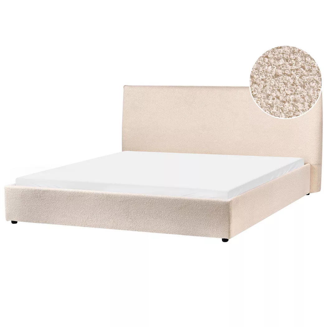 Beliani - Wasserbett aus Bouclé  LAVAUR, Perle