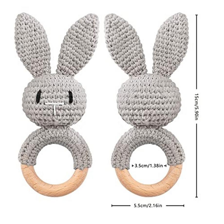 Activity-board  Rassel Baby Holzspielzeug Beißring Baby handgemachtes Kaninchen Rassel Greifspielzeug 