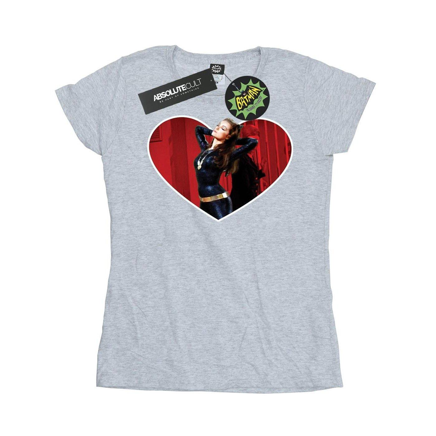 Image of Batman Tv Series Catwoman Heart Tshirt Damen Grau XL