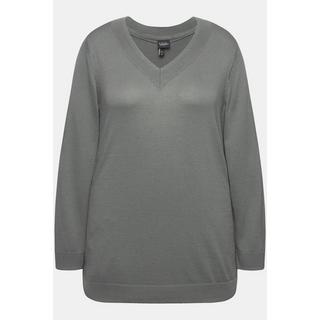 Ulla Popken  Maglione in morbida maglia fine con scollo a V e maniche lunghe 