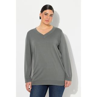 Ulla Popken  Maglione in morbida maglia fine con scollo a V e maniche lunghe 