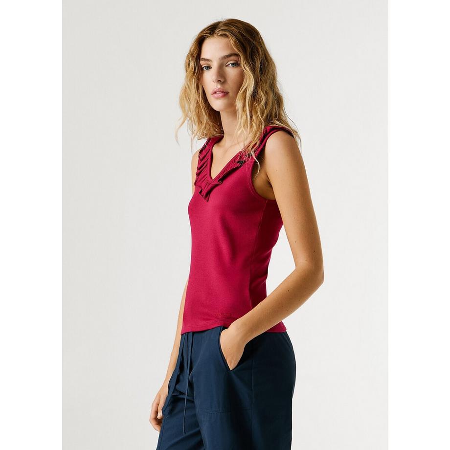 Pepe Jeans London Geripptes Top mit Rüschen  