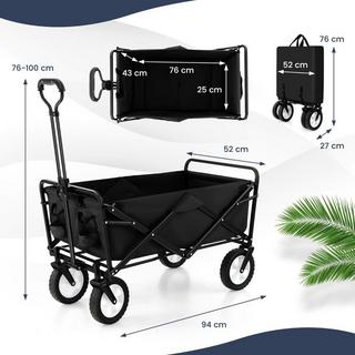 Northio Chariot pliable avec poignée réglable et porte-gobelets pouvant supporter jusqu'à 68 kg pour faire du shopping, camper, noir  