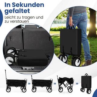 Northio Chariot pliable avec poignée réglable et porte-gobelets pouvant supporter jusqu'à 68 kg pour faire du shopping, camper, noir  