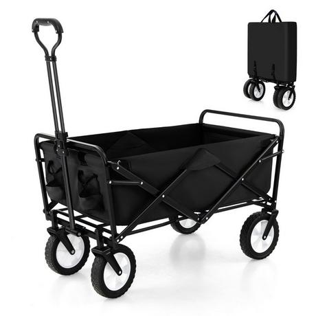 Northio Chariot pliable avec poignée réglable et porte-gobelets pouvant supporter jusqu'à 68 kg pour faire du shopping, camper, noir  