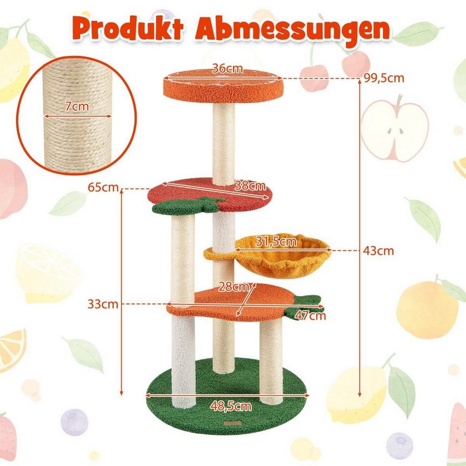 Northix  Arbre à chat sur le thème des fruits 