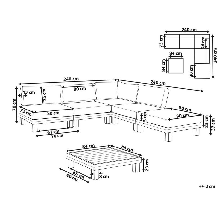 Beliani Set lounge pour jardin en Aluminium Boho SANZA  