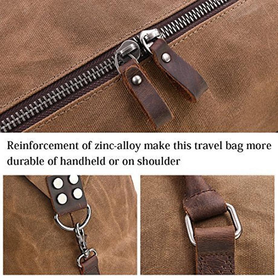 Only-bags.store Sac de voyage Weekender en toile imperméable en cuir  