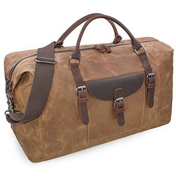 Reisetaschen Männer Leder Wasserdicht Segeltuch Weekender Tasche