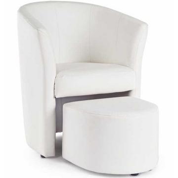 Chaise longue avec tabouret Rita blanc