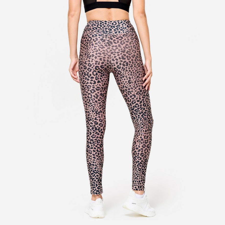 DOMYOS  Leggings  hoher Taillenbund Leopardenprint Polyester 