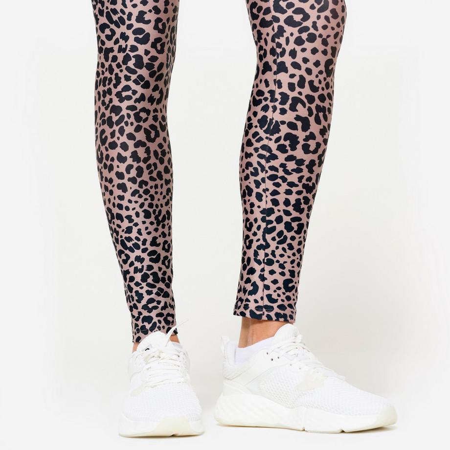 DOMYOS  Leggings  hoher Taillenbund Leopardenprint Polyester 