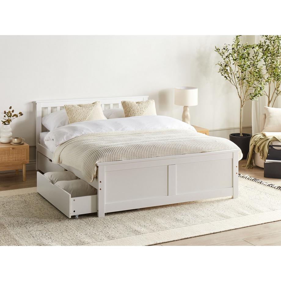 Beliani Letto con 4 cassetti en Legno di pino  OLENDON  