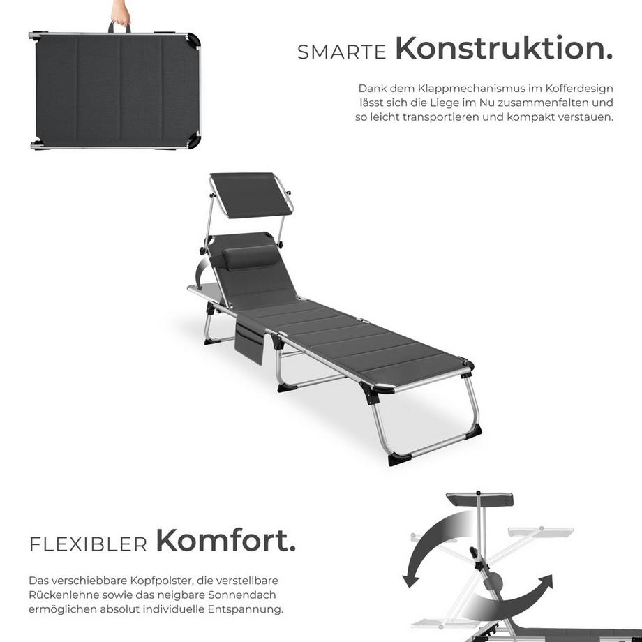 Tectake Bain de soleil LORELLA rembourré et pliable  