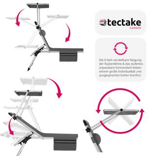 Tectake Sonnenliege mit Aluminiumgestell, stufenlos verstellbares Sonnendach  