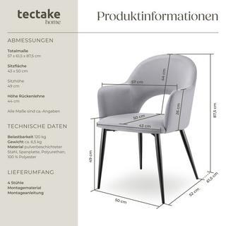 Tectake Armlehnstuhl Sachel, Samtoptik, gepolstert, 120 kg  