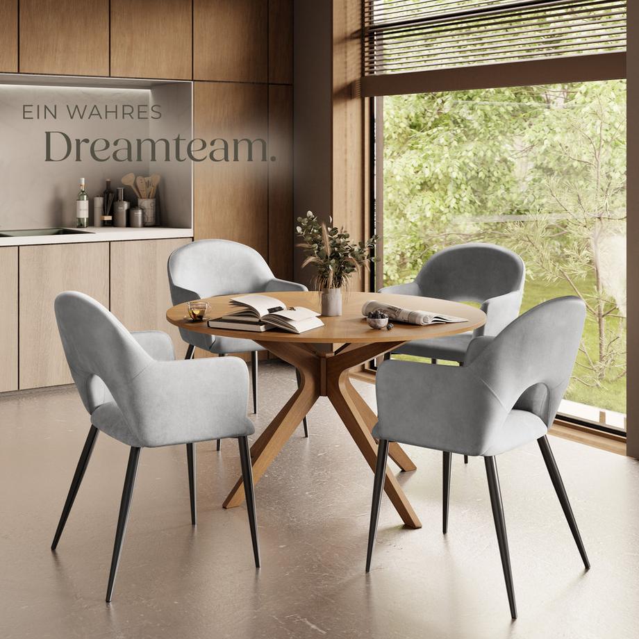 Tectake Armlehnstuhl Sachel in Samtoptik, gepolstert durchgehende Lehne  