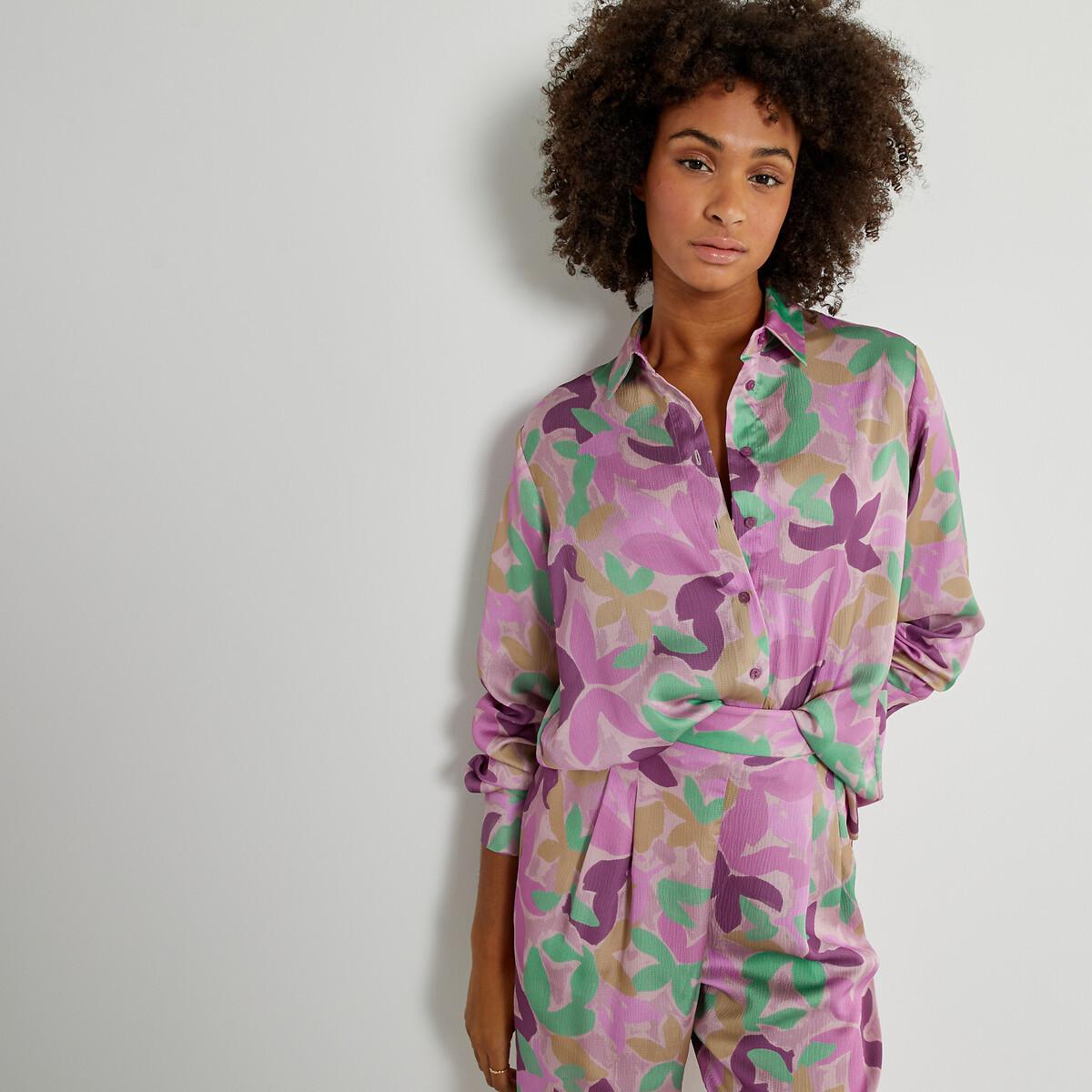 Image of Satinbluse Mit Blumenmuster Damen 36