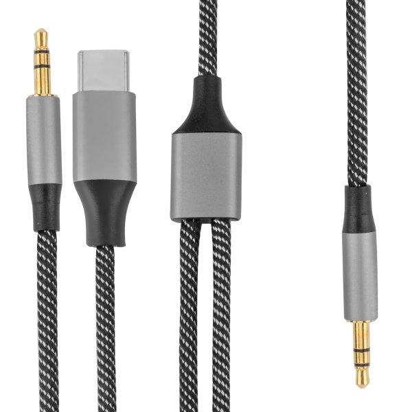Image of 456907 Audio-Kabel 1 m 3.5mm USB Type-C + 3.5mm Schwarz, Grün