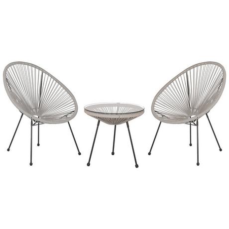 Beliani Set bistrot en Rattan sintetico Boho ACAPULCO II  