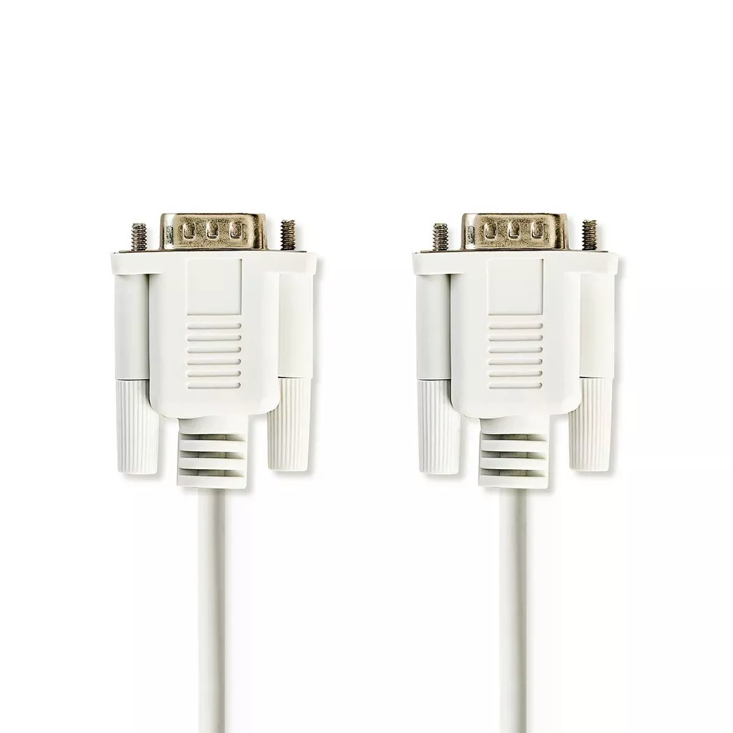 Nedis – Serielles Kabel | D-SUB 9-poliger Stecker Vernickelt 2,00m Rund PVC Elfenbein Etikett, One Size
