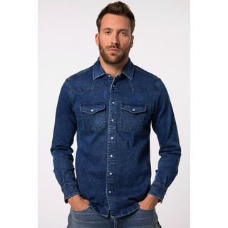 JP1880  Chemise en jean FLEXNAMIC®, tissu denim, manches longues et col Kent, coupe Modern Basic Fit - jusqu'au 8&nbsp;XL 