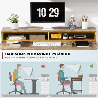 B2X Scrivania con supporto per monitor a cassetto e scrivania per computer a 2 ripiani aperti con struttura in metallo 120 x 56 x 90,5 cm  