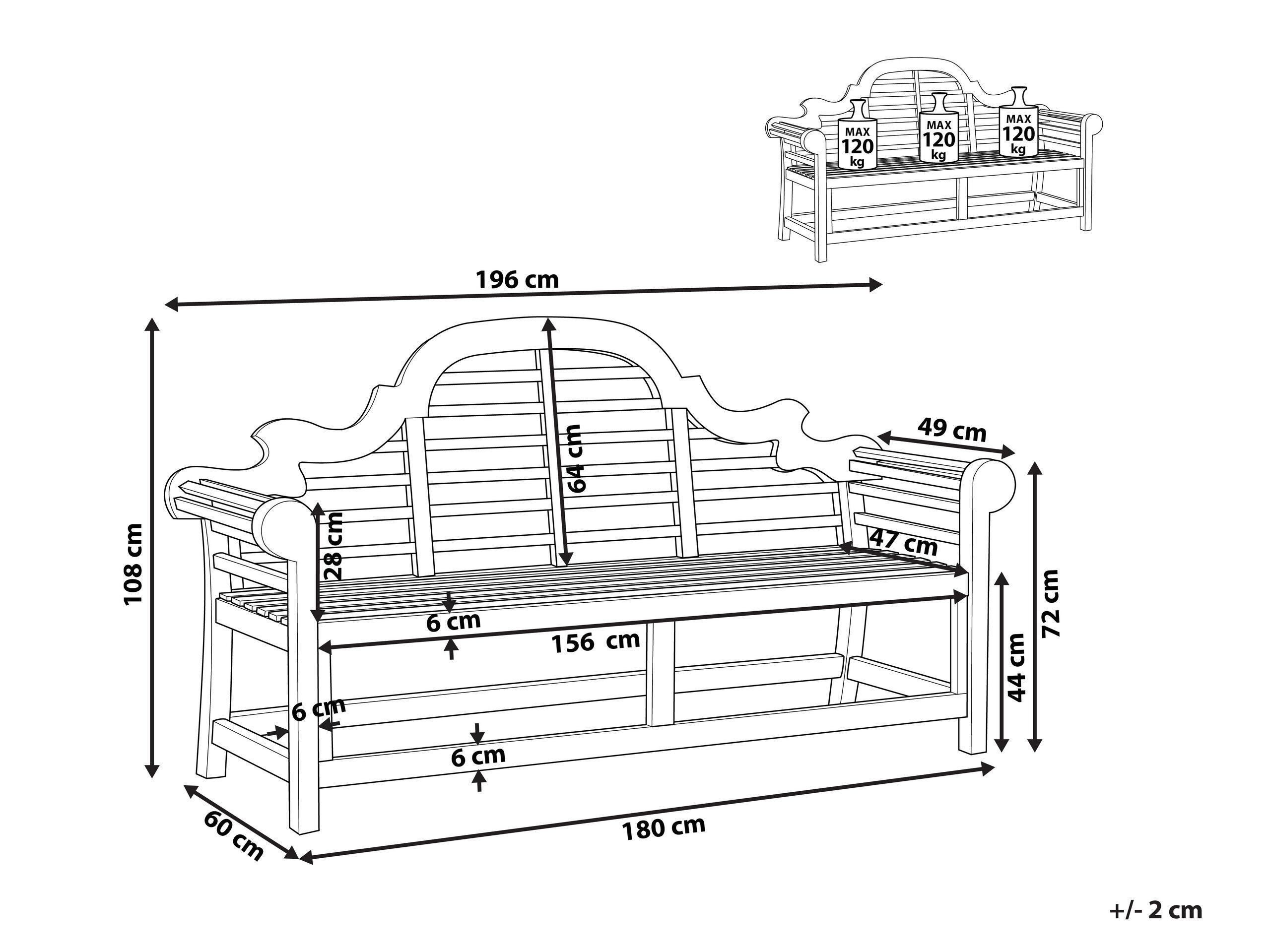 Beliani Banc de jardin en Acacia Rustique MARLBORO  