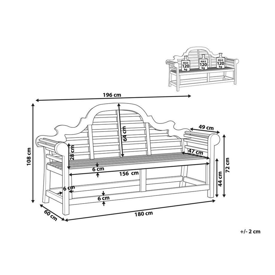 Beliani Banc de jardin en Acacia Rustique MARLBORO  