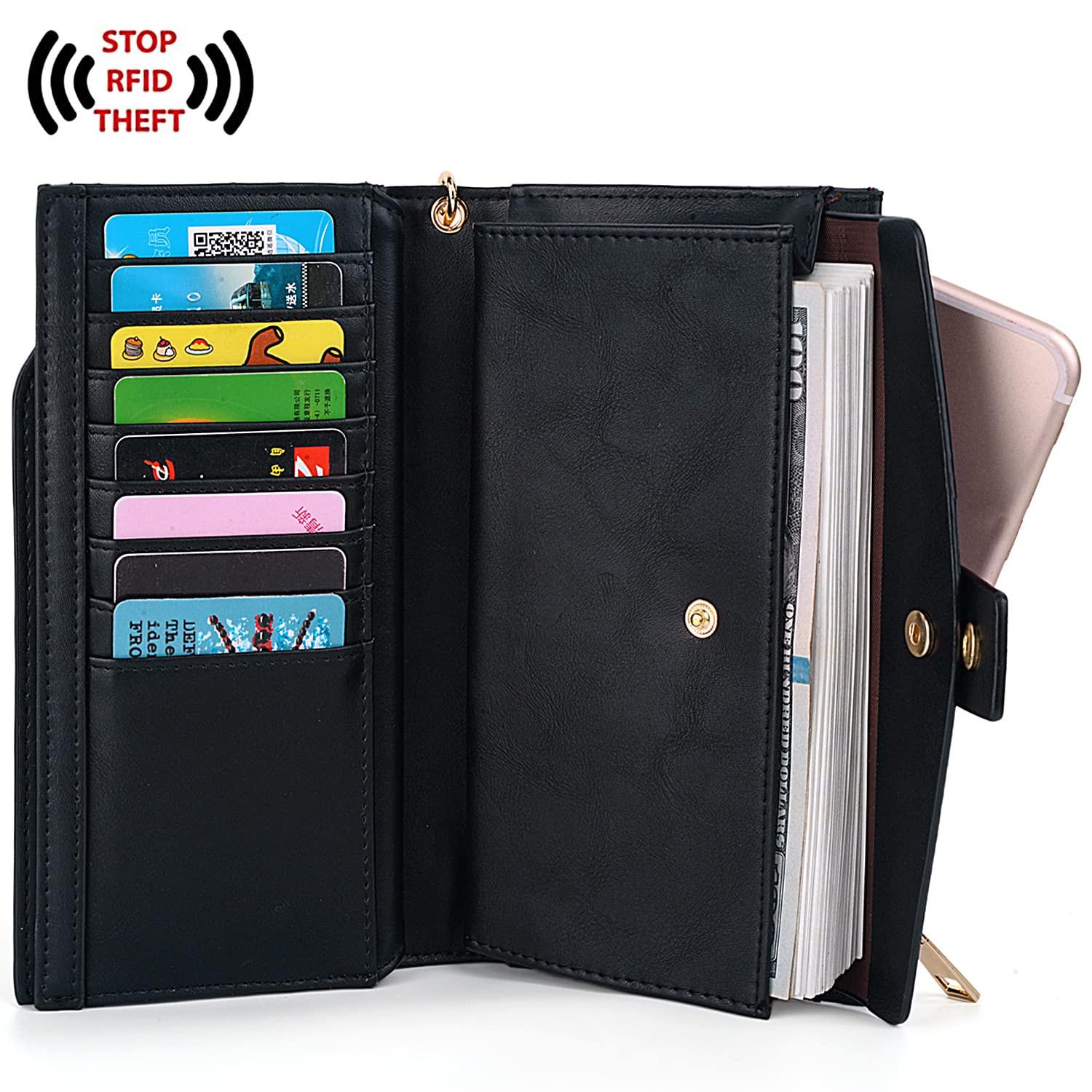 Only-bags.store  Brieftasche RFID-Blockierung Große Kapazität Vegan Leder Clutch Wallet 21 Card Slots Holder Organizer 