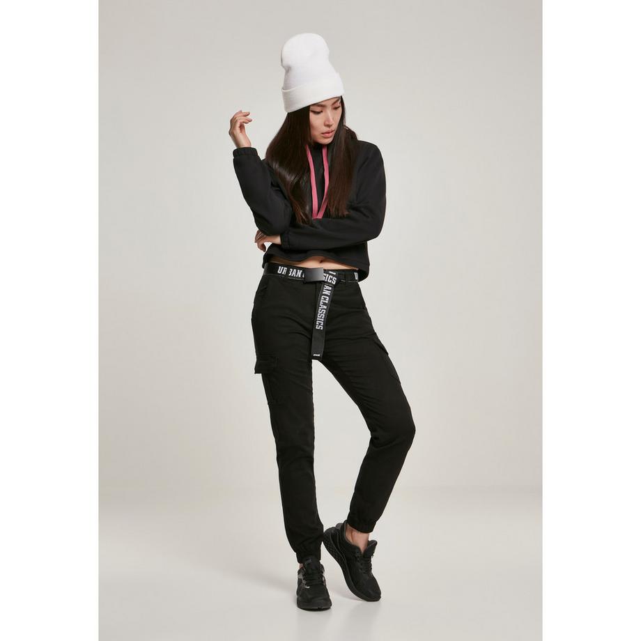 URBAN CLASSICS Contrast Drawstring Cropped Hoodie  