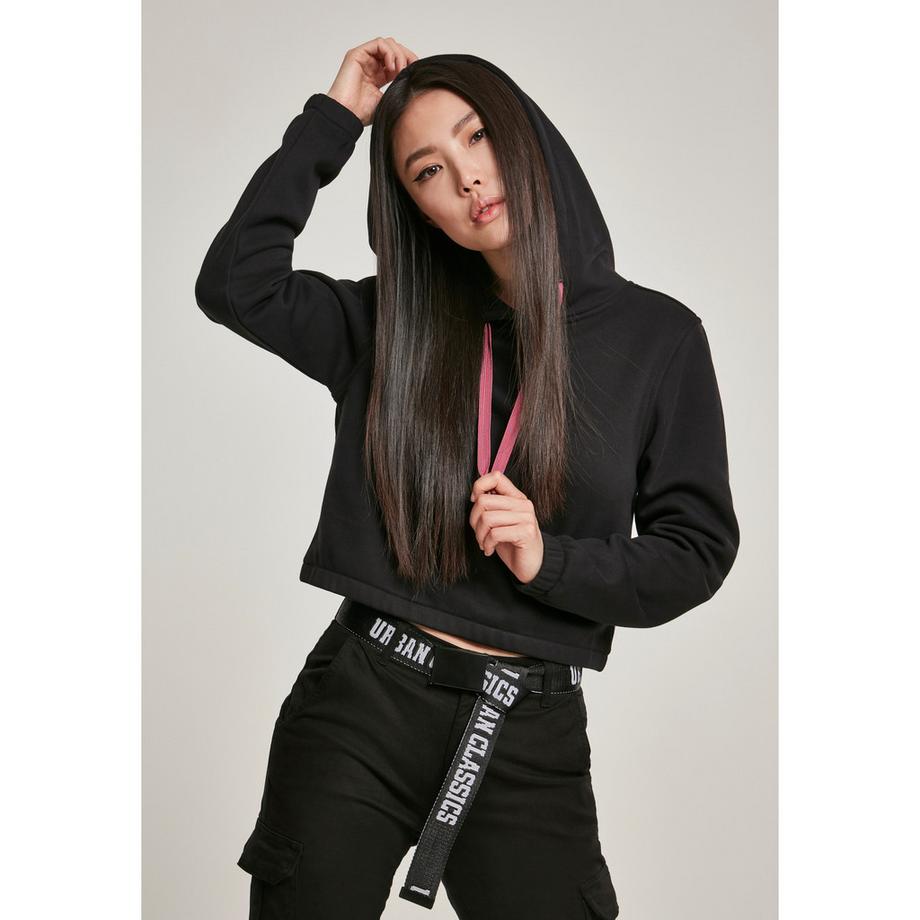 URBAN CLASSICS Contrast Drawstring Cropped Hoodie  