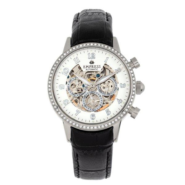Image of Beatrice Automatische Skeleton Dial Lederarmbanduhr Mit Tag/datum Damen Silber ONE SIZE