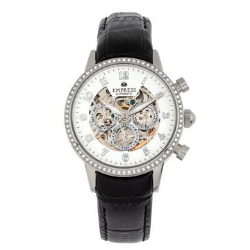 Empress Beatrice Automatische Skeleton Dial Lederarmbanduhr mit Tag/Datum