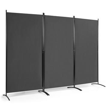 3-Panel Raumteiler Faltbarer Stoffsichtschutz 260 x 183 cm Grau