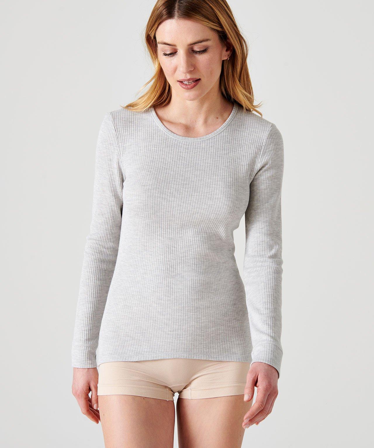 Image of Langärmeliges Shirt Mit Rundhalsausschnitt Aus Thermolactyl, Wärmegrad Intense 4. Damen Grau 46/48