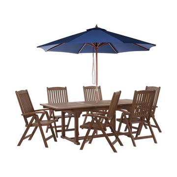 Salle à manger de jardin avec chaises en Acacia Rustique AMANTEA