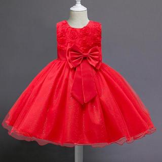 B2X  Abendkleid mit Schleife und Blumen - Rot (160) 