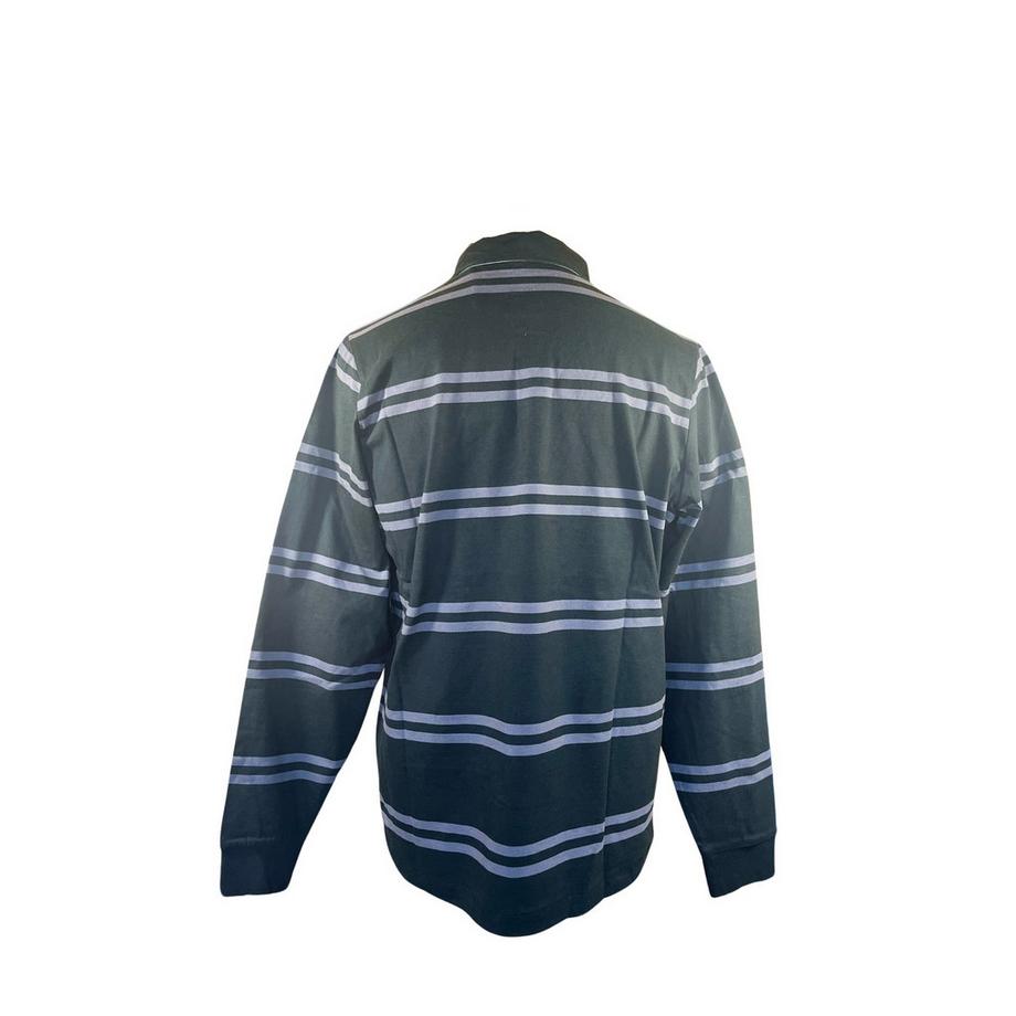 Serge Blanco Gestreiftes Langarm Poloshirt  