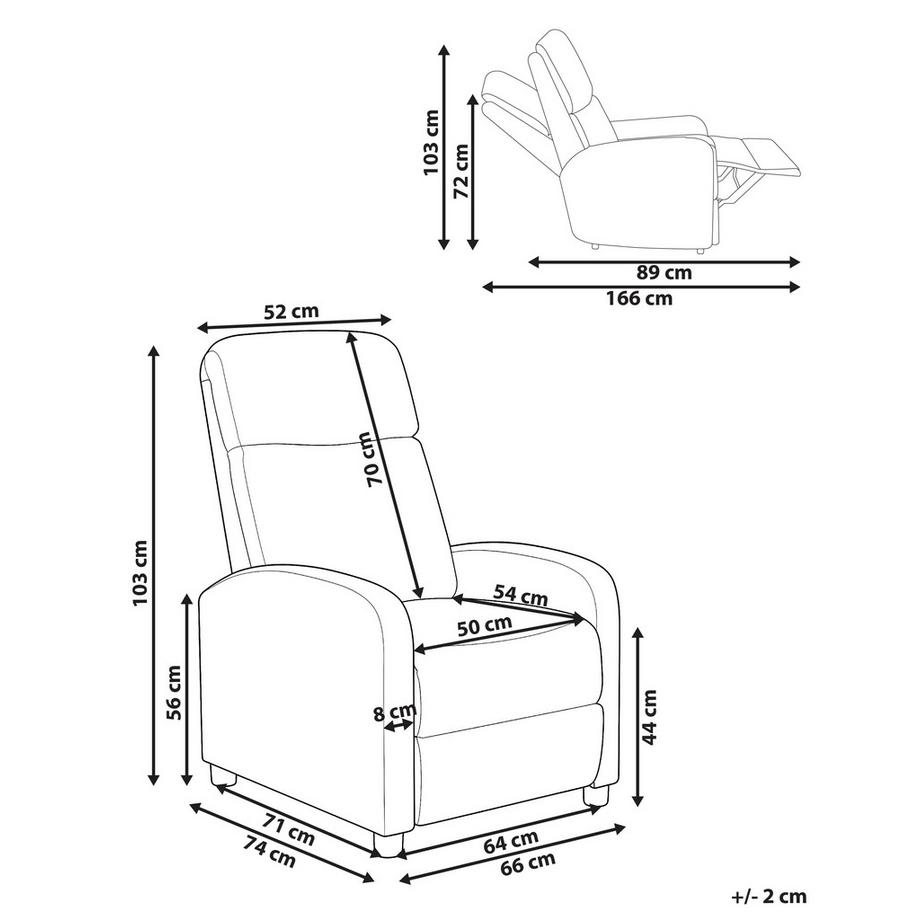 Beliani Fauteuil inclinable en Lin synthétique Traditionnel EMINENCE  