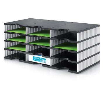 STYRO Ablagesystem styrodoc bk/weiss 268030409 12 Fächer, trio 723x331x293mm