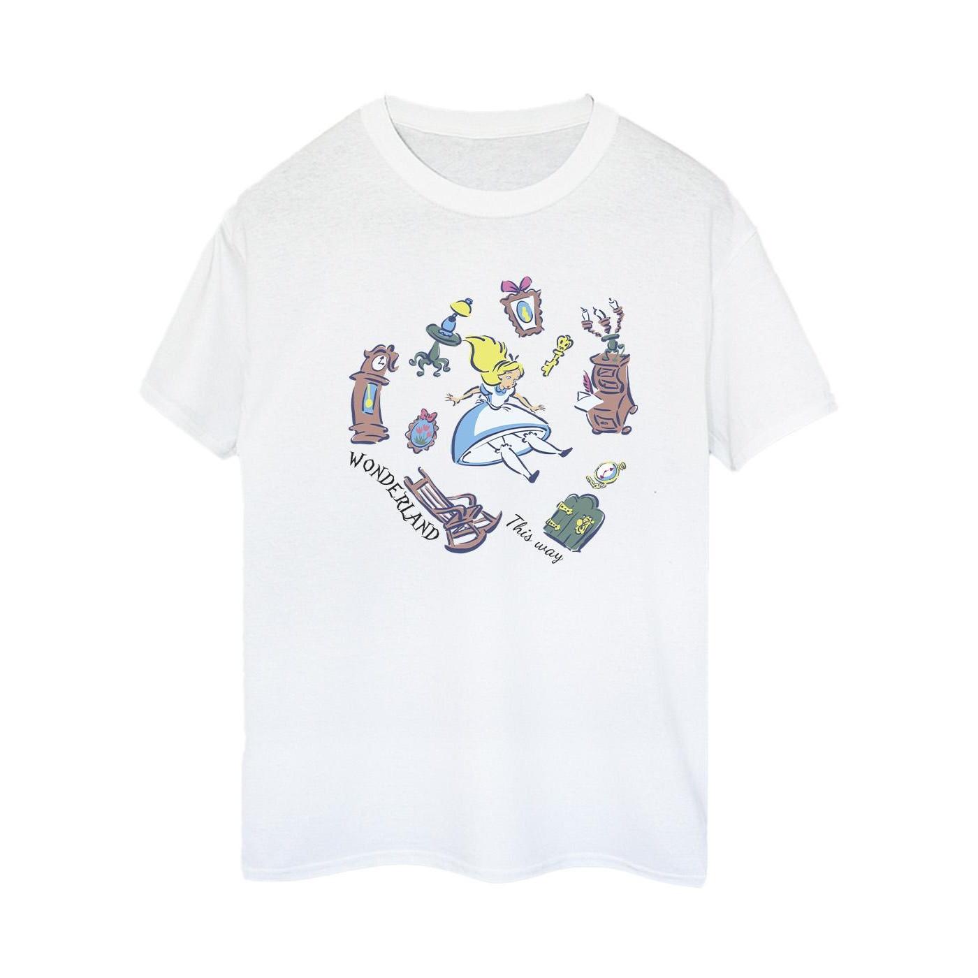 Image of Alice In Wonderland Falling Tshirt Damen Weiss 4XL