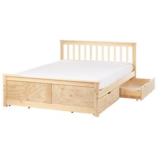 Beliani Lit avec tiroirs de rangement en Bois de pin Scandinave OLENDON  