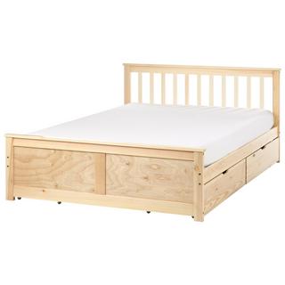 Beliani Lit avec tiroirs de rangement en Bois de pin Scandinave OLENDON  