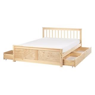 Beliani Lit avec tiroirs de rangement en Bois de pin Scandinave OLENDON  