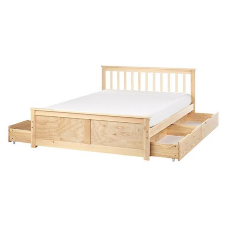 Beliani Lit avec tiroirs de rangement en Bois de pin Scandinave OLENDON  