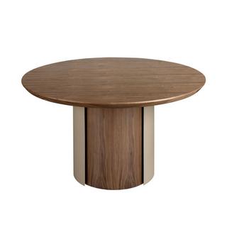 ANGEL CERDA Runder Esstisch Nussbaum und Stahl metallic sand  